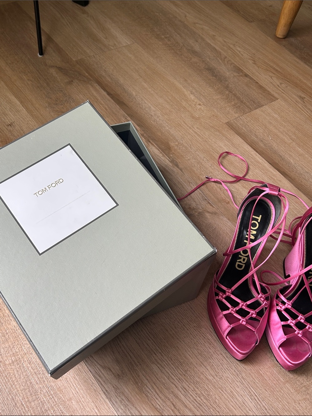 Tom Ford Fuchsia Pink Satin Lace-Up Platform Wedges Heels - Picture 12 of 12